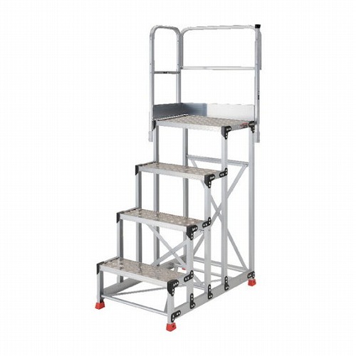 TRUSCO 軽銀製やり方用踏台 縞板手合い 4段 高サ1.2m 天板大きさ600×400 段高300粍 天場二方手掏摸付キ TRUSCO TSFC4612TL300 工事 点火装置装置 掛けはしご 脚立 やり方台(代引不可)【貨物輸送無料】
