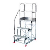 TRUSCO 軽銀製やり方用踏台 縞板手合い 3段 高サ0.9m 天板大きさ600×400 段高300粍 天場三方手掏摸付キ TRUSCO TSFC369TS300 工事 点火装置装置 掛けはしご 脚立 やり方台(代引不可)【貨物輸送無料】
