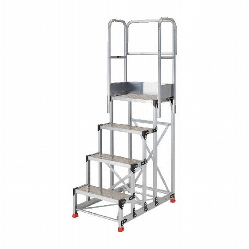 TRUSCO アルミ製作業用踏台 縞板タイプ 4段 高サ1.0m 天板寸法600×400 段高250mm 天場三方手スリ付キ TRUSCO TSFC4610TS250 工事 照明用品 はしご 脚立 作業台(代引不可)【送料無料】
