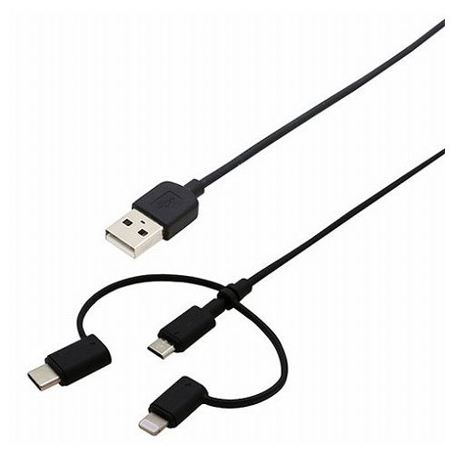 【5個仕掛ける】wantobe Type-C\u0026Lightningうつり変わり付3Way有線テレビ1.0m WCLM3室内用便器100BKX5(代引不可)【貨物輸送無料】