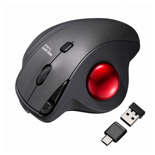 サンワサプライ ワイヤレストラックボール(静音・5ボタン・親指操作タイプ) MA-WTB185BK(代引不可)【送料無料】