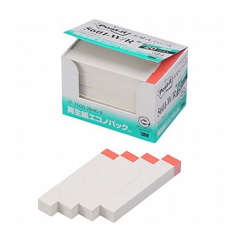 【5個セット】 3M Post-it ポストイット 再生紙エコノパック ふせんハーフ 3M-5601-W/RX5(代引不可)【送料無料】
