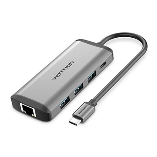 VENTION 多機能 PDドッキングステーション USB-C to HDMI/USB3.0*3/RJ45/TF/SD 0.15M メタルタイプ グレー CN-8085 パソコン周辺機器(代引不可)【送料無料】