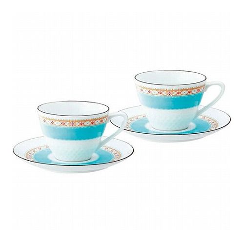 ノリタケ ハミングブルー ティー・コーヒー碗皿ペアセット カップφ8.9×6.4cm、ソーサーφ14.9cm C6091529(代引不可)【送料無料】
