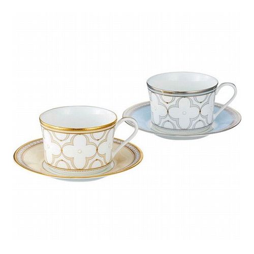 ノリタケ トレフォリオゴールド&プラチナ ティー・コーヒー碗皿ペアセット(色変り) カップφ9.1×6cm、ソーサーφ15.1×2cm C6091607(代引不可)【送料無料】|リコメン堂ホームライフ館