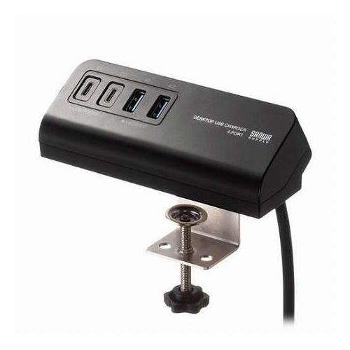 サンワサプライ USB PD対応クランプ式AC充電器 PD65W C×2+A×2 ブラック ACA-PD106BK(代引不可)【送料無料】 7,952円