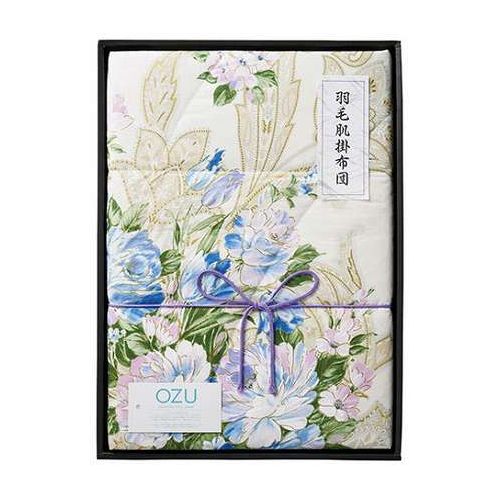 OZU 綿毛肌掛けふとん 青み 【約1500×2100粍】 22615306(代引不可)【貨物輸送無料】