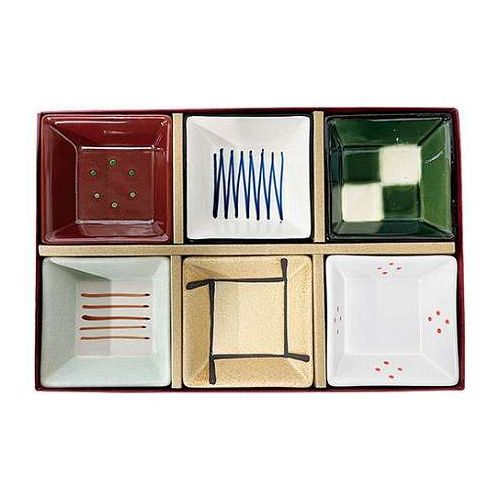 仁峰 和膳六客小鉢揃 【角小鉢・約85×85×30mm×6】 22608803(代引不可)【送料無料】
