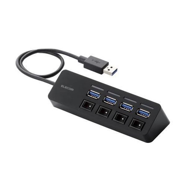 エレコム 4ポートUSB3.0ハブ(マグネット・個別スイッチタイプ) U3H-S418BBK【送料無料】