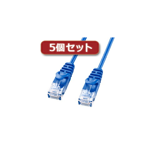 【5個セット】 サンワサプライ カテゴリ6極細LANケーブル LA-SL6-10BLX5 LA-SL6-10BLX5 パソコン サンワサプライ【送料無料】