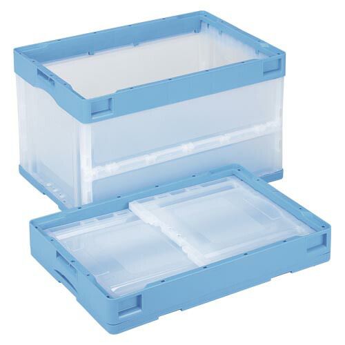 岐阜プラスチック工業 折畳みコンテナー 蓋なし 透明ブルー 1 個 CB-S51NR BTM 文房具 オフィス 用品【送料無料】