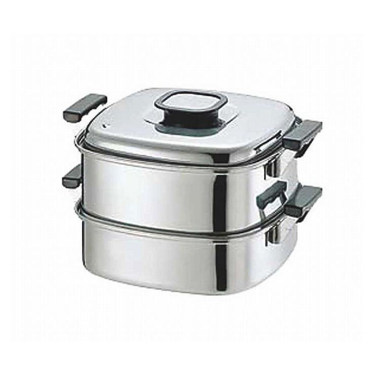 神子島製作所 PE 18-0角蒸器 2段 27cm 270x270 045032【送料無料】
