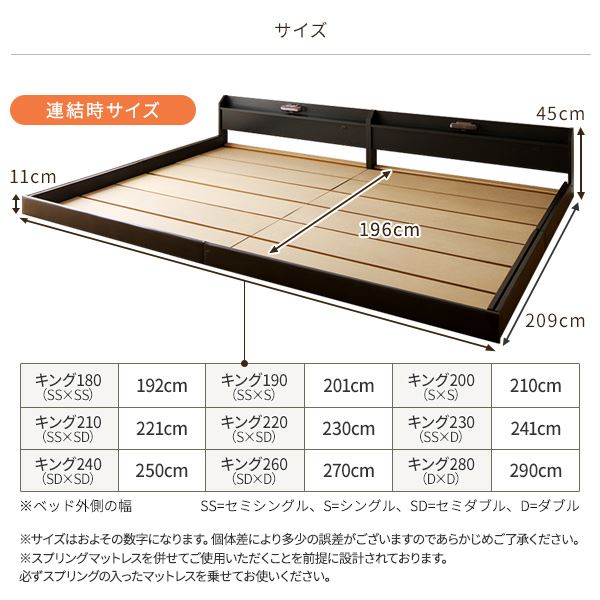 楽天市場】日本製 フロアベッド 照明付き 連結ベッド セミダブル （SG 