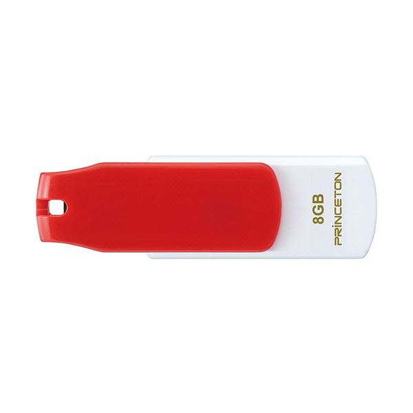 (まとめ）プリンストン USBフラッシュメモリーストラップ付き 8GB レッド/ホワイト PFU-T3KT/8GMGA 1個【×10セット】