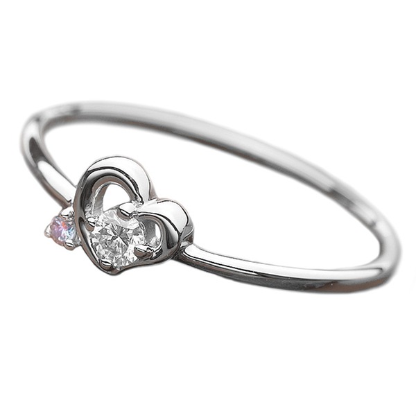 【鑑別書付】プラチナPT950 天然ダイヤリング ダイヤ0.05ct アイスブルーダイヤ0.01ct 10.5号 ハートモチーフ (代引不可)