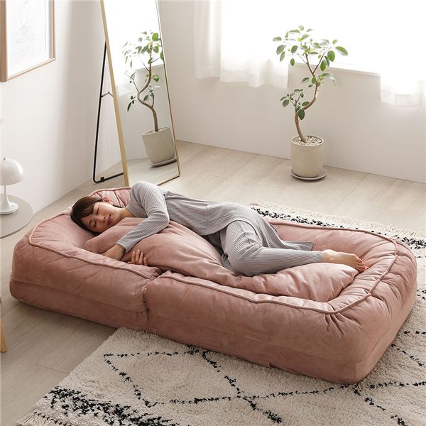 3WAY ソファ ベッド 約幅85×奥行105-165×高さ27-77cm ダスティピンク 14段階 リクライニングソファ リクライニングソファー ローソファ ローソファー 座椅子 ソファベット ソファベッド ソファーベッド 1人掛けソファ クッション付 防水加工 耐摩耗性 インテリア家具