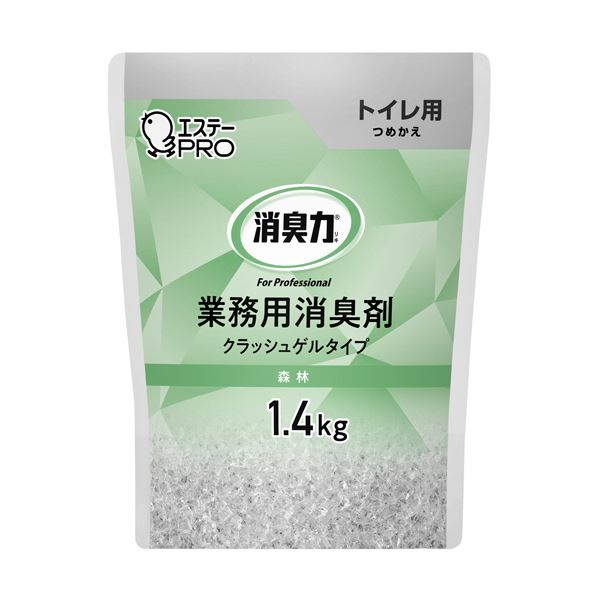 （まとめ） エステー 消臭力業務用消臭剤 クラッシュゲルタイプ トイレ用 森林の香り つめかえ用 1.4kg 1個 【×5セット】