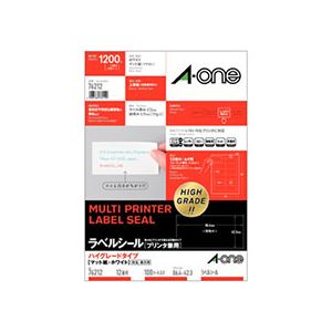 エーワン ラベルシール(プリンター兼用) ハイグレードタイプ マット紙・ホワイト A4 12面 86.4×42.3mm 四辺余白付 76212 1冊(100シート) (代引不可)