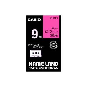 （まとめ）カシオ CASIO 蛍光テープ XR-9FPK 桃に黒文字 9mm【×5セット】 (代引不可)