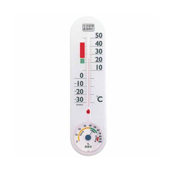 (まとめ)EMPEX 生活管理 温度・湿度計 壁掛用 TG-2451 クリアホワイト【×5セット】 (代引不可)