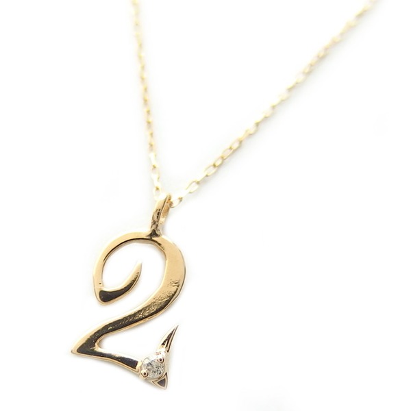 ナンバー ネックレス ダイヤモンド ネックレス 一粒 0.01ct K18 ゴールド 数字 2 ダイヤネックレス ペンダント (代引不可)｜リコメン堂ホームライフ館