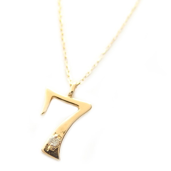 ナンバー ネックレス ダイヤモンド ネックレス 一粒 0.01ct K18 ゴールド 数字 7 ダイヤネックレス ペンダント (代引不可)|リコメン堂ホームライフ館