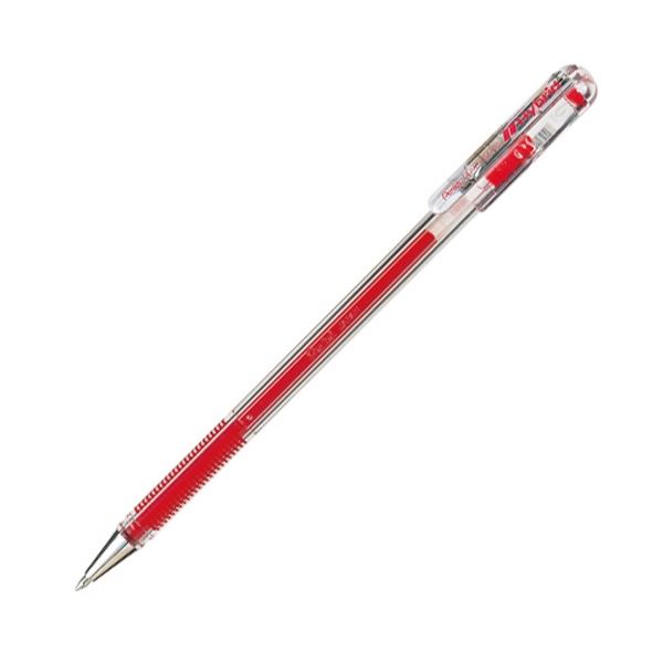 (まとめ) ぺんてる ゲルインクボールペン ハイブリッド 0.5mm 赤 業務用パック EK105-GB 1箱(10本) 【×10セット】