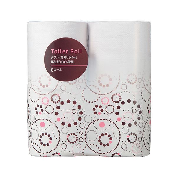 TANOSEE リサイクルトイレットペーパー ダブル 芯あり 45m 1セット（288ロール：8ロール&times;36パック）｜リコメン堂ホームライフ館