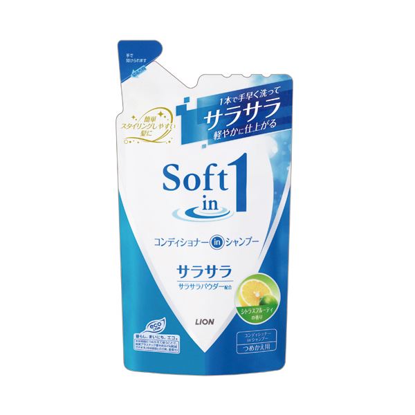 (まとめ) ライオン ソフトインワン コンディショナーインシャンプー サラサラ つめかえ用 380ml 1個 【×30セット】|リコメン堂ホームライフ館