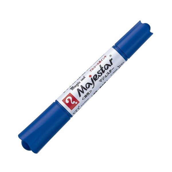 (まとめ) 寺西化学 油性マーカー マジックインキマジェスター 太字+細字 青 MMJ50-T3 1本 【×50セット】