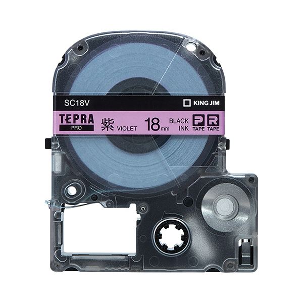 (まとめ) キングジム テプラ PRO テープカートリッジ パステル 18mm 紫／黒文字 SC18V 1個 【×10セット】