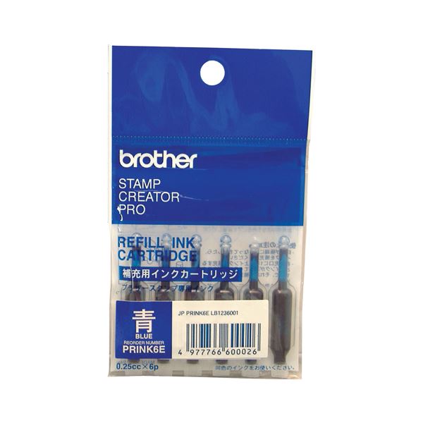 (まとめ) ブラザー BROTHER 使いきりタイプ補充インク 青 PRINK6E 1パック（6本） 【×30セット】