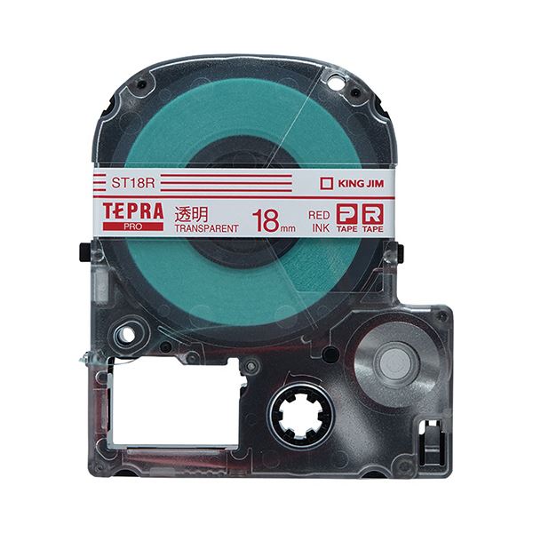 (まとめ) キングジム テプラ PRO テープカートリッジ 18mm 透明／赤文字 ST18R 1個 【×10セット】