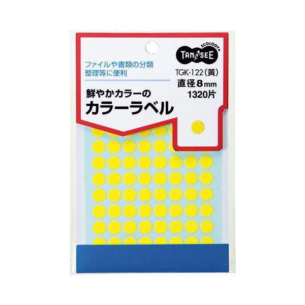 (まとめ) TANOSEE カラー丸ラベル 直径8mm 黄 1パック(1320片:88片×15シート) 【×50セット】|リコメン堂ホームライフ館