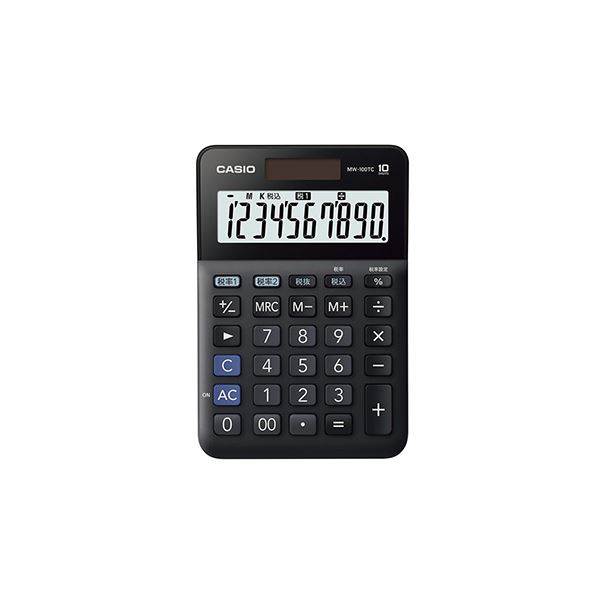 （まとめ） カシオ W税率電卓 ミニジャストタイプ 10桁 ブラック【×5セット】 (代引不可)