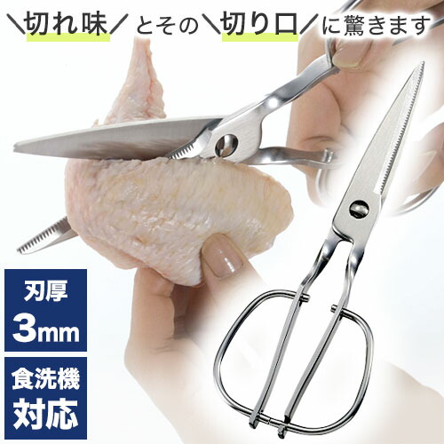 鳥部製作所 キッチンスパッター KS-203 日本製 オールステンレス キッチンバサミ キッチンハサミ 料理ハサミ 食洗機対応 燕三条(代引不可)【メール便】【送料無料】