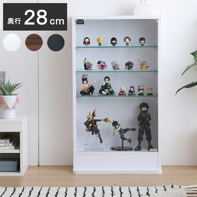 コレクションケース コレクションラック 幅46cm&times;奥行28cm ガラスケース コンパクト 収納 フィギュア おもちゃ ディスプレイ アクセサリー アクリルスタンド スリム ガラス収納 棚(代引不可)【送料無料】｜リコメン堂ホームライフ館