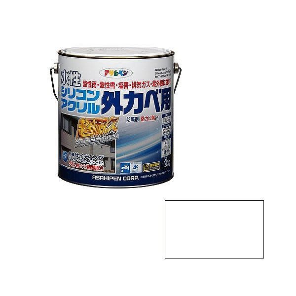 アサヒペン AP 水性シリコンアクリル外かべ用 3KG ホワイト【送料無料】｜リコメン堂ホームライフ館