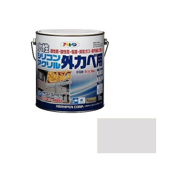 アサヒペン AP 水性シリコンアクリル外かべ用 3KG ソフトグレー【送料無料】
