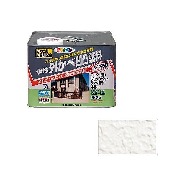 アサヒペン AP 水性外かべ凹凸塗料ツヤあり 7L ホワイト【送料無料】|リコメン堂ホームライフ館