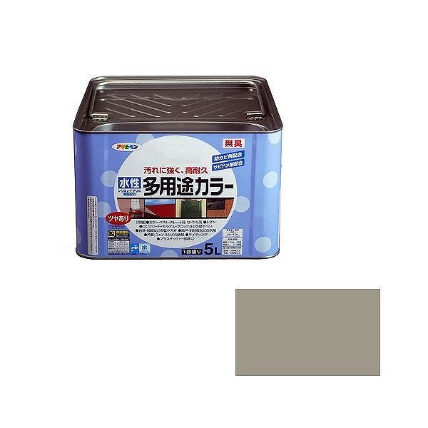アサヒペン AP 水溶性多役立つこと色つや 5L ともし火薄墨色【貨物輸送無料】