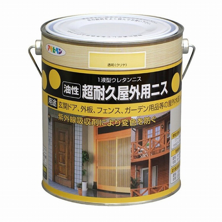 アサヒペン 超耐久屋外用ニス 1.8L (透明(クリヤ))(代引不可)【送料無料】