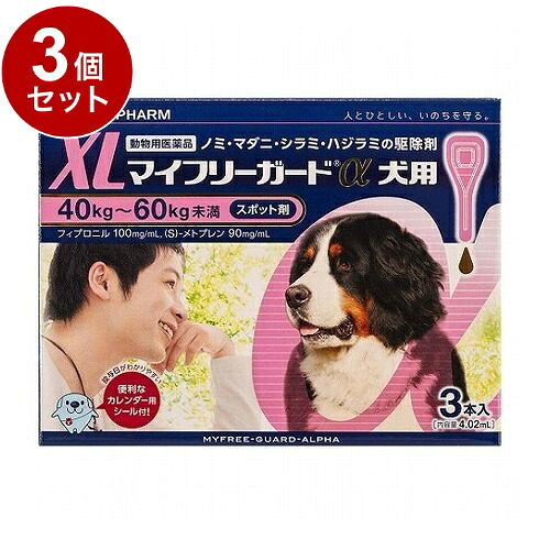 【動物用医薬品】 【3個セット】 ささえあ製薬 マイフリーガードα 犬用 XL 40~60kg未満 3本入【送料無料】