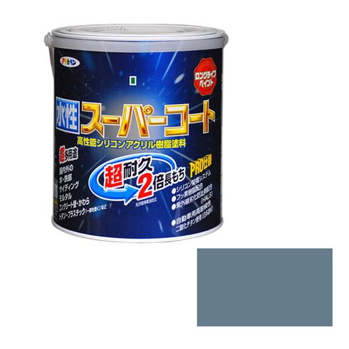 アサヒペン 多用途-水性スーパーコート 1.6L-ブルーグレー【送料無料】