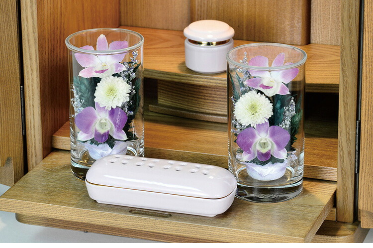 古典 お手入れ簡単 ボトルフラワー仏花 枯れずに長持ち ドライフラワー ガラスケース コンパクト プレゼント 代引不可 Fucoa Cl