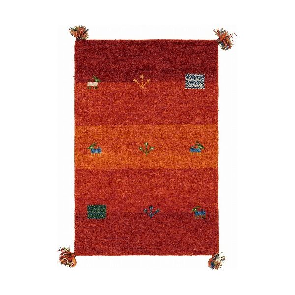 ギャッベ マット・ラグ GABBEH D16 約60&times;90cm OR(代引不可)【送料無料】｜リコメン堂ホームライフ館
