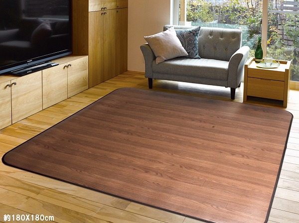木目調消臭ダイニングラグ ニオクリン 約180×180cm DBR(代引不可)【送料無料】|リコメン堂ホームライフ館