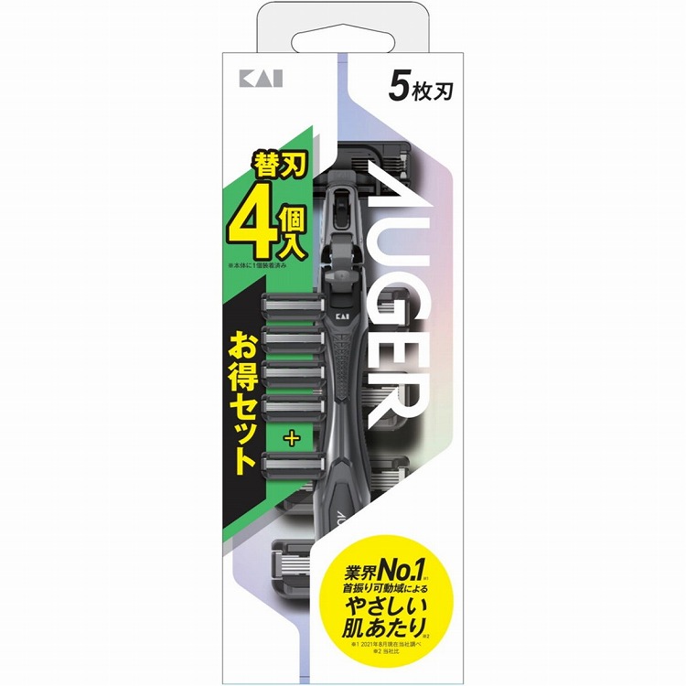 【6個セット】貝印 AUgERホルダー 替刃4個付(代引不可)【送料無料】|リコメン堂ホームライフ館