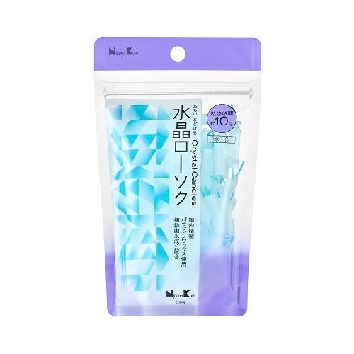 【単品24個セット】 日本香堂 水晶ローソク 10分 水色 パウチ型(代引不可)【送料無料】