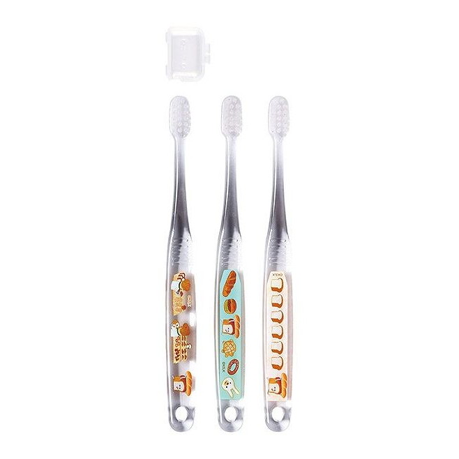 【単品18個セット】 クリア歯ブラシ3本セット パンどろぼう(代引不可)【送料無料】